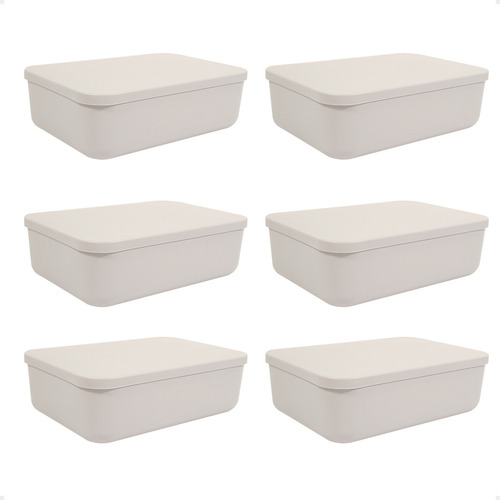 Set X6 Canastos Organizadores Con Tapa Cajas Moderna 26x18x8