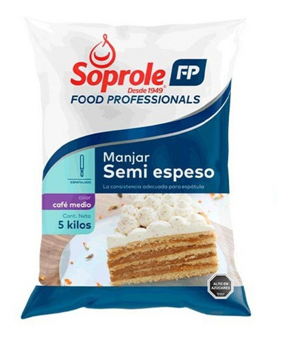 Manjar Bolsa Semi Espeso Ffss Soprole 5 Kg( 4uni) Super