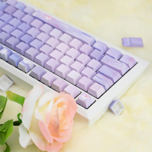 Pbt - Juego De Teclas Impresas En Color Morado Degradado Con