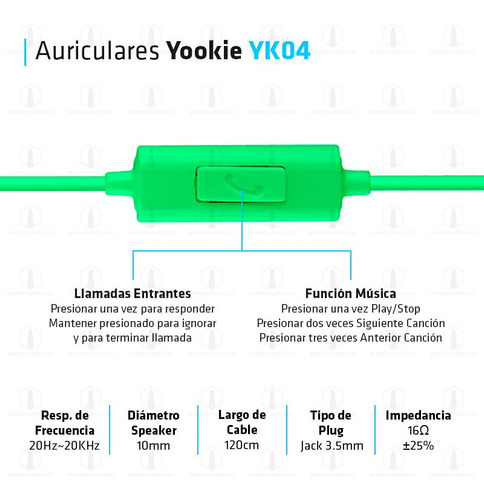 Imagen 2 de 10 de Auriculares Yookie Yk04 Microfono Sonido Estereo Ios Android