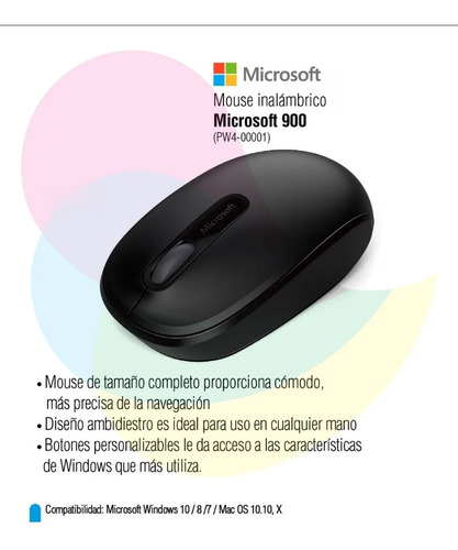 Imagen 2 de 6 de Mouse Microsoft 900 Wireless Negro Pw4-00001