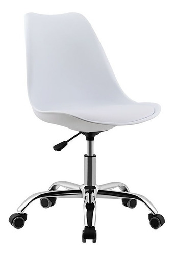 Imagen 5 de 5 de Silla De Oficina Escritorio Tulip Blanca Regulable Tapizada