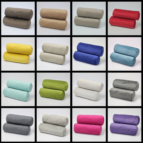 Almohadon Caramelo Cilindro X 2u Funda Pana + Relleno Cierre Color Verde Agua