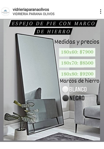 Espejo De Pie Con Marco De Hierro 1,80x60 Decorativo