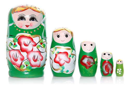 Bonecas Russas Empilháveis Matrioskas Em Madeira C/ 5 Pares 