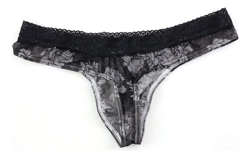 Calzoncillos Tanga Malla Encaje Respirable Con Flores Hombre
