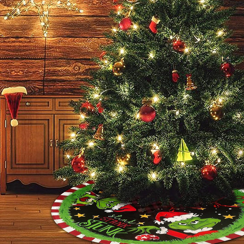W Falda De Árbol De Navidad Grinch Con Cuello De Árbol