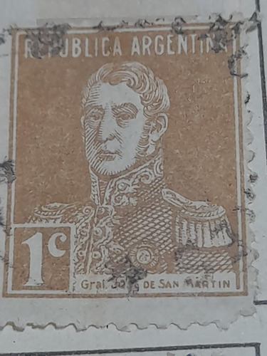 Estampilla Argentina San Martín 1c 007 (a3)