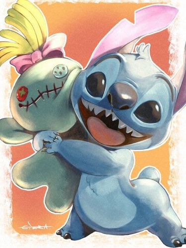 Pintura Diamante Disney 30 X 40cm Stitch Muñeca Bailando