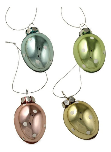 4 Adorno Metalico Cristal Pastel Para Huevo Pascua