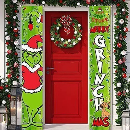 Pancarta De Navidad Grinch Para Colgar En El Porche
