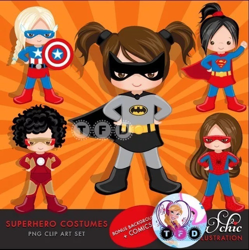 Imagen 1 de 1 de Kit Imprimible Super Hero Girls Superhero Nena Clipart Png