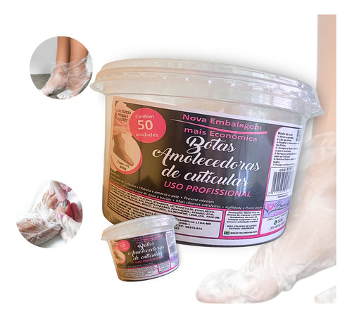 Botas Sapatilhas Creme Emoliente Manicure 50 Pares Beautex Fragrância Neutra