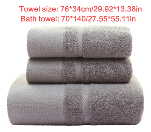 (w)cotton Bath Towel Solid Color Absorbent Washcloth Shower