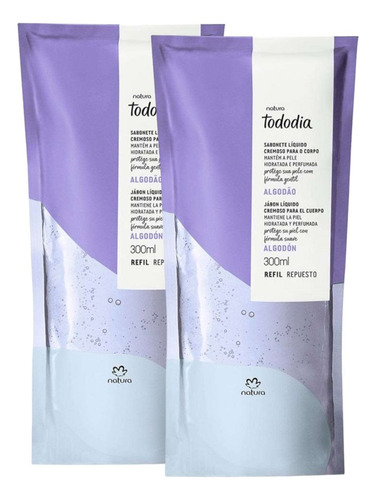 Kit 2 Unidades Refil Sabonete Líquido Cremoso Natura Algodão