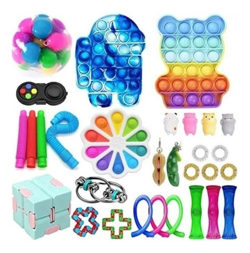 Kit De Brinquedos Anti Stress Fidget Toys P/ Adultos 32 Pcs