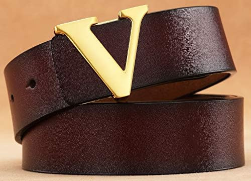 Cinturón Clásico De Piel De Becerro Suave Con Hebilla En V P