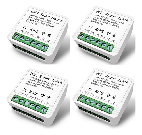 Smart Switch Mini Interruptor Inteligente Wi-fi Kit 4 Peças