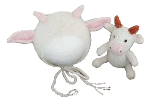 (gy) Conjunto De Chapéu De Vaca Tricotado Para Bebê Para