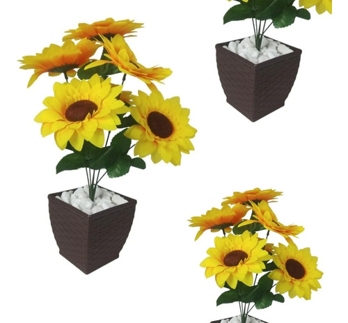 Planta Flor De Girassol Artificial C/ Vaso Decorativo | Parcelamento sem  juros