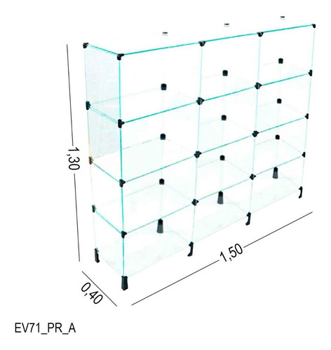 Estante De Vidro 1,50 X 1,30 X 0,40 M