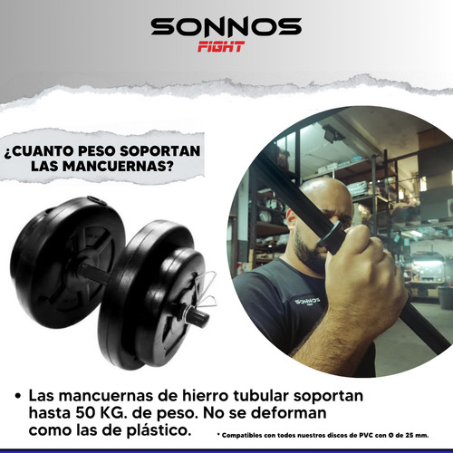 Kit Barra + Mancuernas + 30 Kg. De Disco Pesas