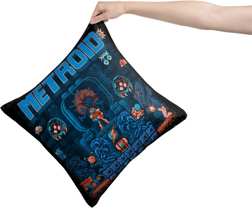 Cojin Decorativo Metroid Portada Retro Clasico Nintendo Color Metroid 02