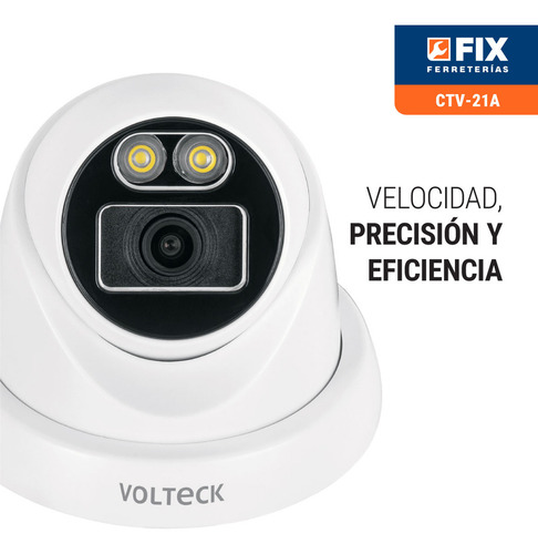 Cámara tipo domo, 2 MP, Lente 3.6mm, Tetrahíbrida, Volteck CTV-21A, Color Blanco