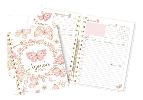 Agenda 2024 Mariposas Semanal Kit Imprimible Editable