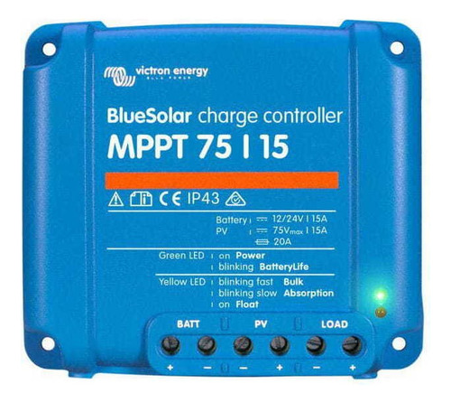 Controlador de carga de batería solar Bluesolar MPPT 75V 15A SCC010015050R Victron