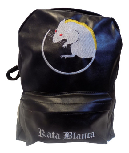 Mochilas De Rata Blanca Cuero Bordada Rockería Que Sea Rock