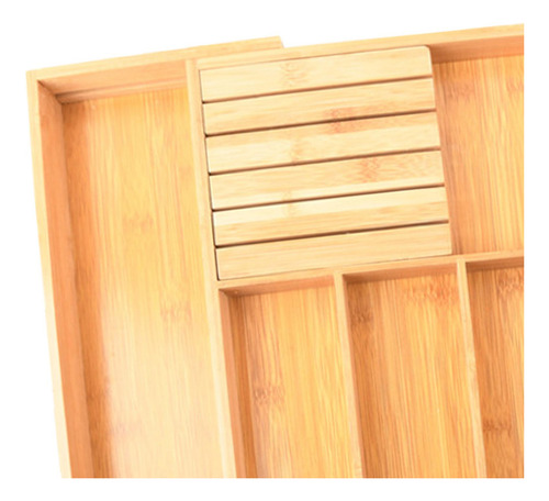 Bandeja De Cubiertos De Bambú Extensible Contenedor Cajón