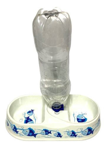 Comedero Plastico Doble Con Boquilla Adaptar Botellas M309