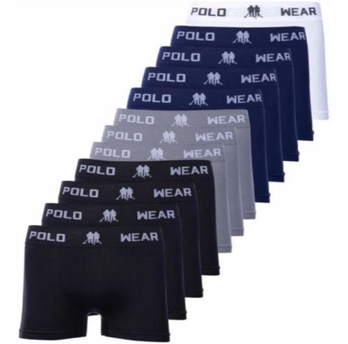 Kit Com 12 Cuecas Boxer Polo Wear Microfibra Sem Costura