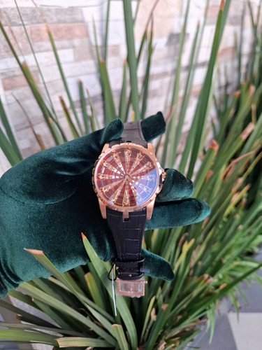 Reloj Roger Dubuis Excalibur Rubi Suizo Negro Rose Gold Rojo (Reacondicionado)