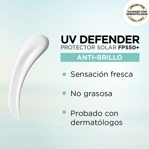 Crema Facial Loreal Protectora Fps50+ Sin Color Anti Brillo