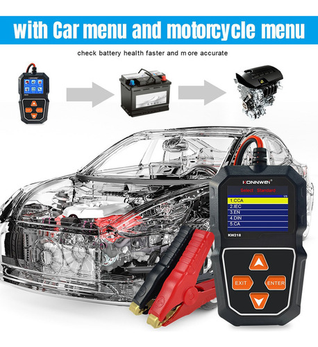 Probador De Baterías De Coche Konnwei Kw218, 6 V, 12 V, Sist