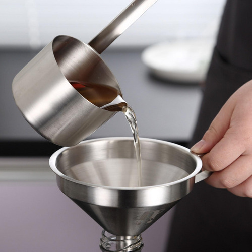 2 Embudo De Cocina De Acero Inoxidable 304 Con Colador,