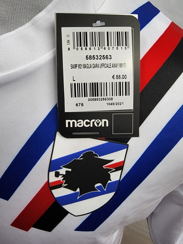 Camiseta Sampdoria De Itialia 2021-22 Recambio Macron
