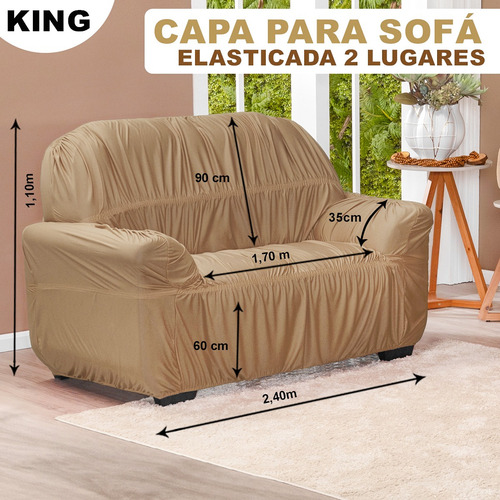 Capa De Sofá King 2 Lugares Elasticada Malha Varias Cores