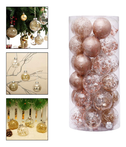 24x Bolas De Navidad Adornos Decoración De Dorado Champagne