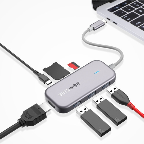 Hub Blitzwolf Bw -th5 7 Em 1 Cubo Dados Usb-c + Cartão Sd/tf