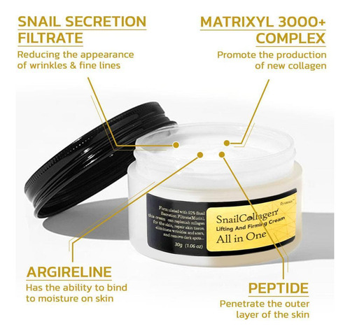 Crema Facial De Colágeno Con Forma De Caracol, Hidratante E