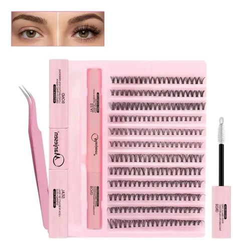 Kit Extensao de Cilios Tufos Mix 30D e 40D com Cola e Pinca para Maquiagem