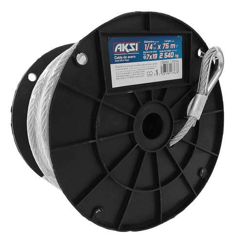 Cable De Acero 7x19 Galvanizado Aksi 130554 1/4 PuLG X 75m