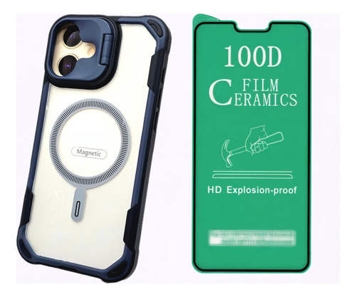 Funda Para Iphone 16 Pro Max + Correa + Mica + Envio Gb01 Negro Y Verde Army