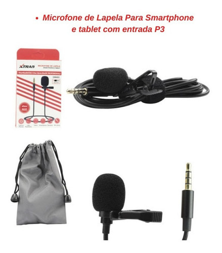 Microfone Que Coloca Na Blusa Profissional Com Entrada P3