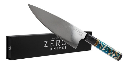 Cuchillo Acero Damasco 8,0'' - Zero Knives - Blend Mammoth Color Azul petróleo