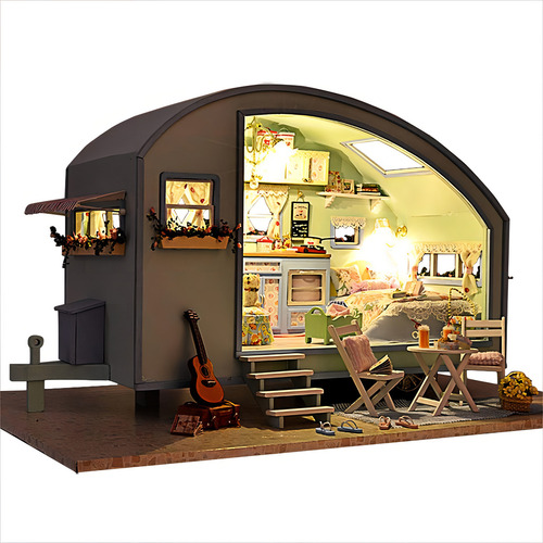 Conjunto de construção de casa de bonecas em miniatura Rylai, cor verde feita em A
