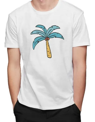 Playera Hombre Palmera Estampada Moda Verano Playa